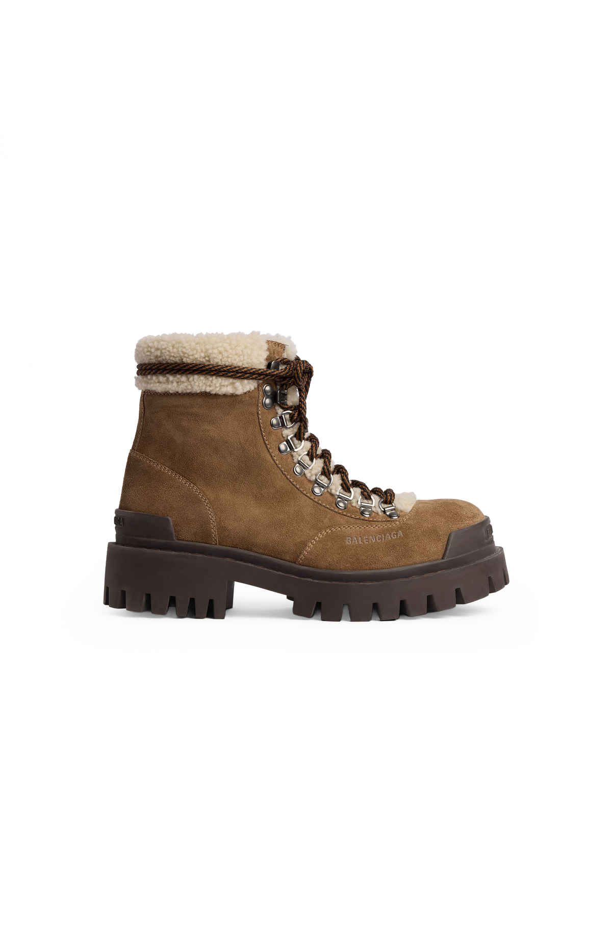 Balenciaga Combat Strike Winter Boot in Brown — front view