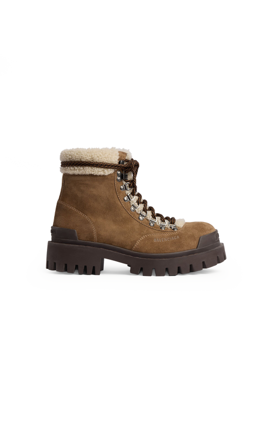 Balenciaga Combat Strike Winter Boot in Brown — front view