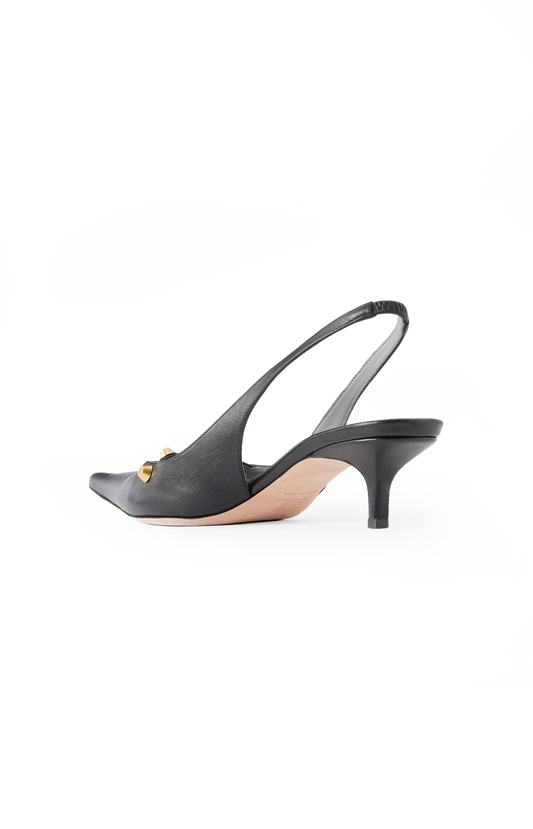 Midnight City Leather Slingback Pumps in Black