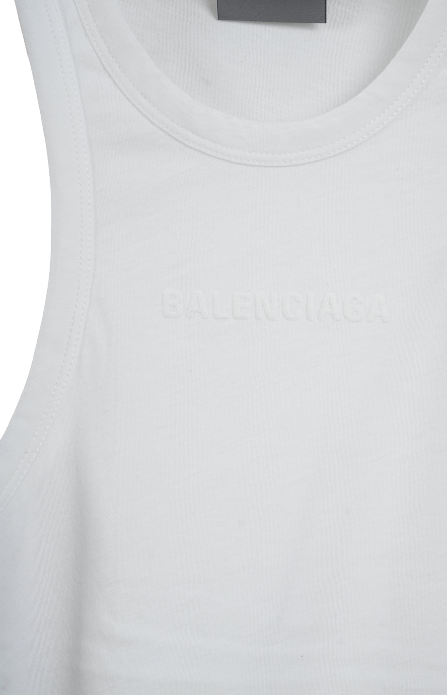 Balenciaga Logo Gathered cotton Jersey Tank Top in White — product photo 2