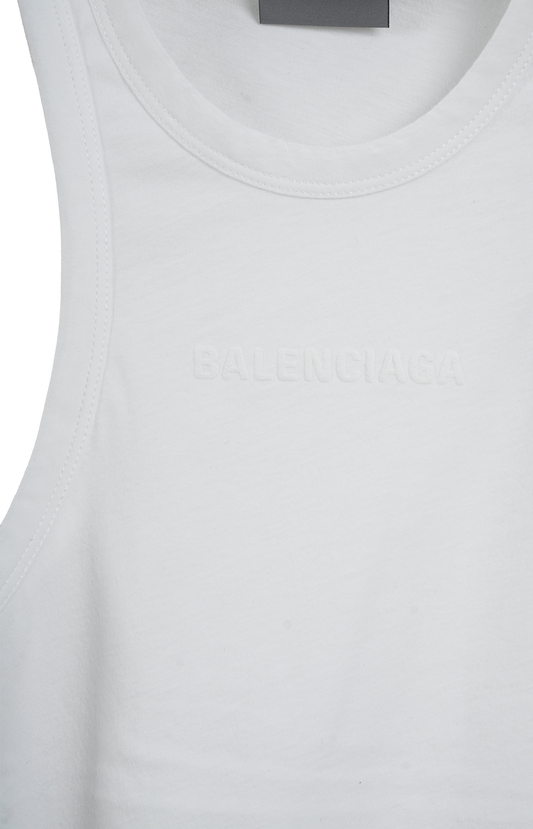 Balenciaga Logo Gathered cotton Jersey Tank Top in White — product photo 2