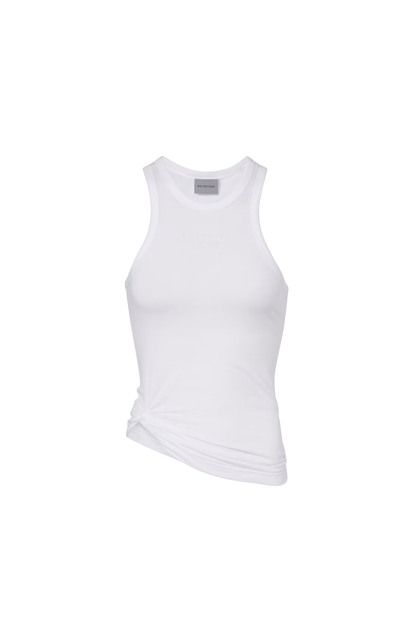 Logo Gathered cotton Jersey Tank Top