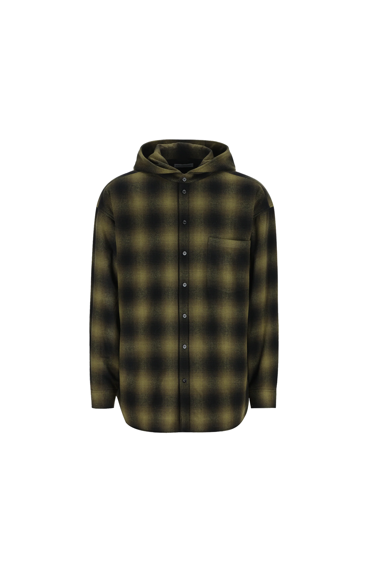 Balenciaga Wool Overshirt in Khaki/Black — front view