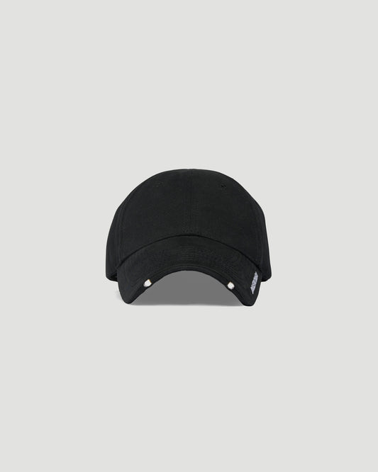 Led Light Cap in black and white cotton drill
