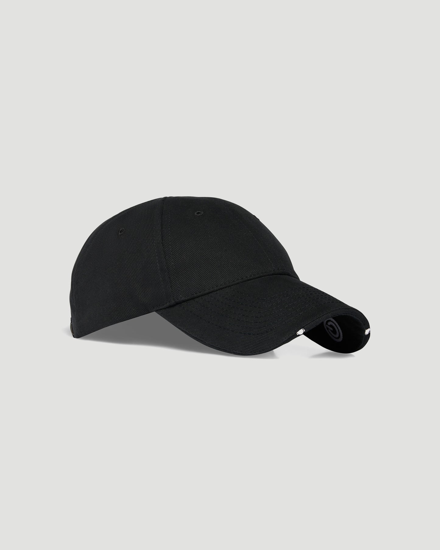 Led Light Cap in black and white cotton drill