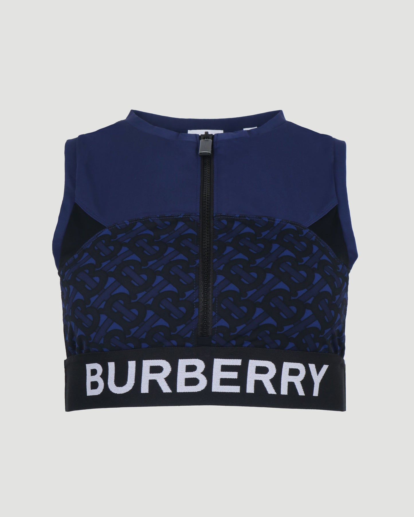 MONOGRAM PRINT ZIP-UP CROPED TOP