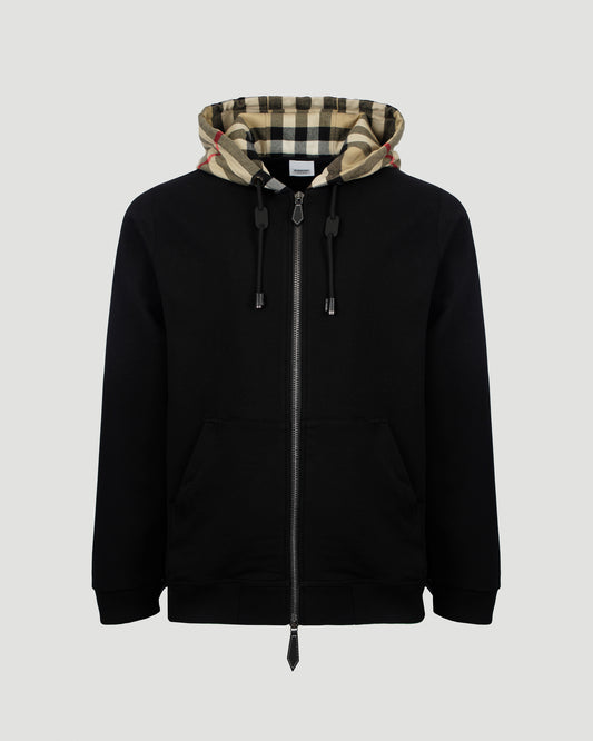 Check Hood Cotton Zip Hoodie