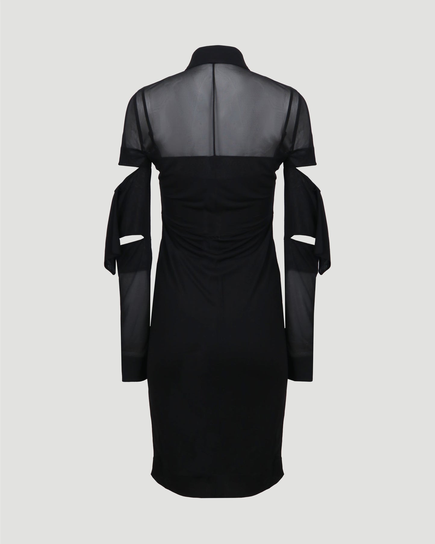 Cut-out Detail Sheer Jersey Shirt Dress