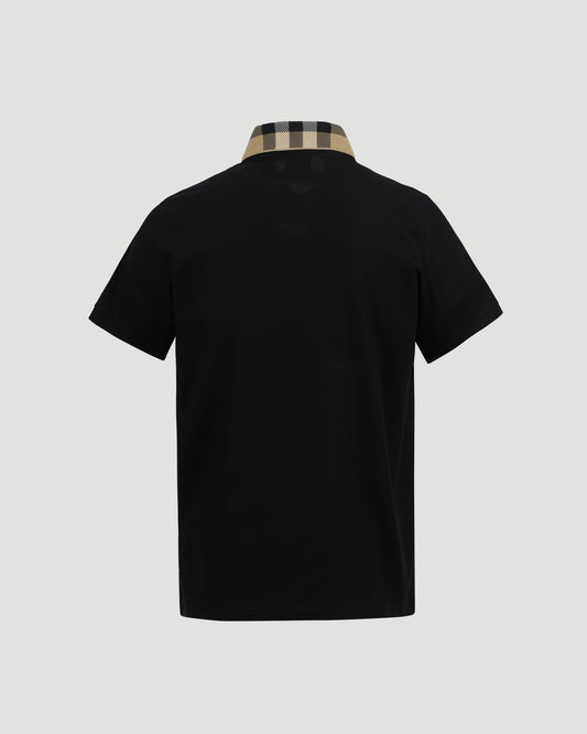Check Collar Cotton Polo Shirt