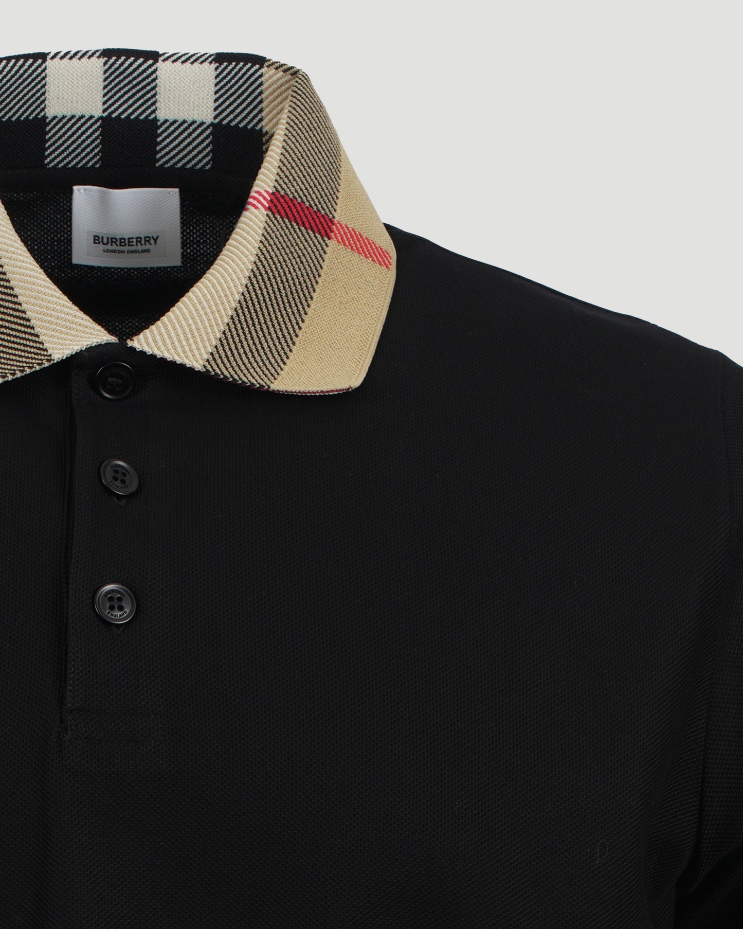 Check Collar Cotton Polo Shirt