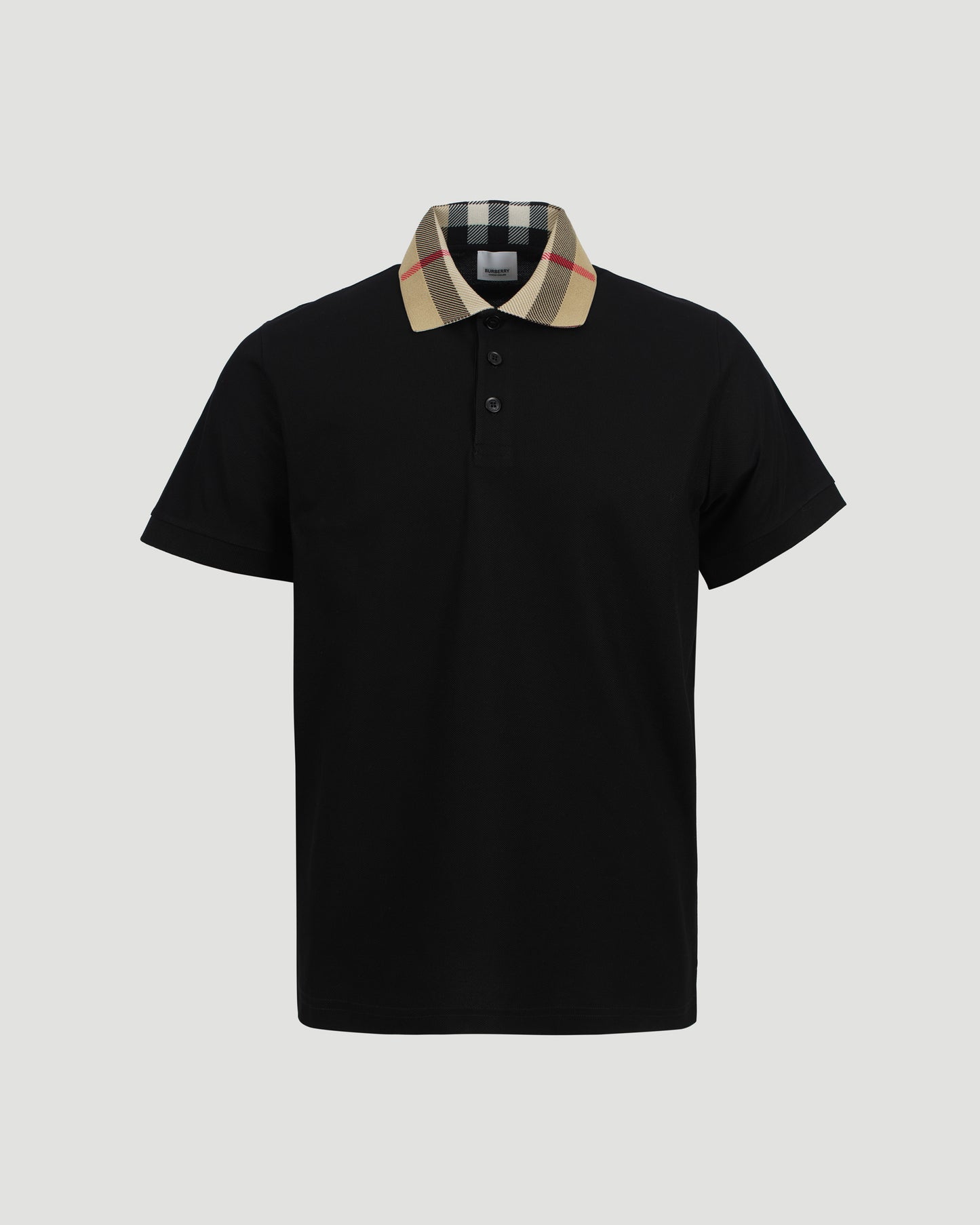 Check Collar Cotton Polo Shirt
