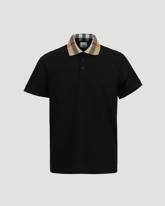 Check Collar Cotton Polo Shirt