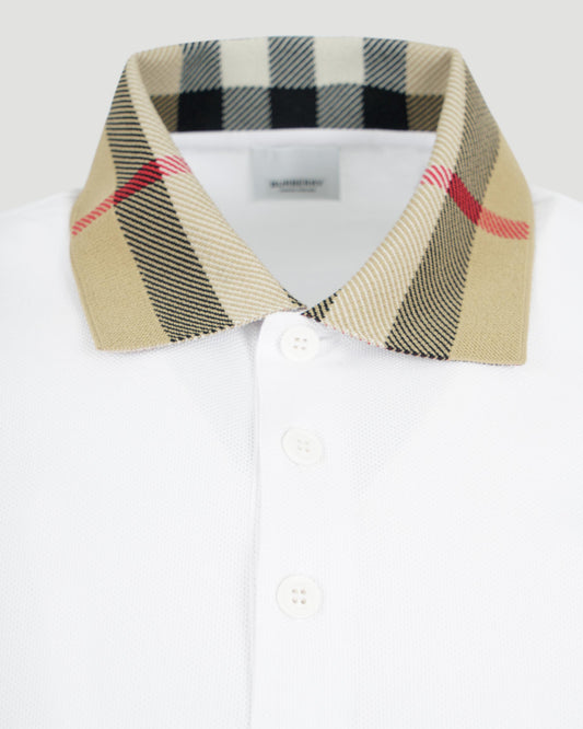 Check Collar Cotton Polo Shirt