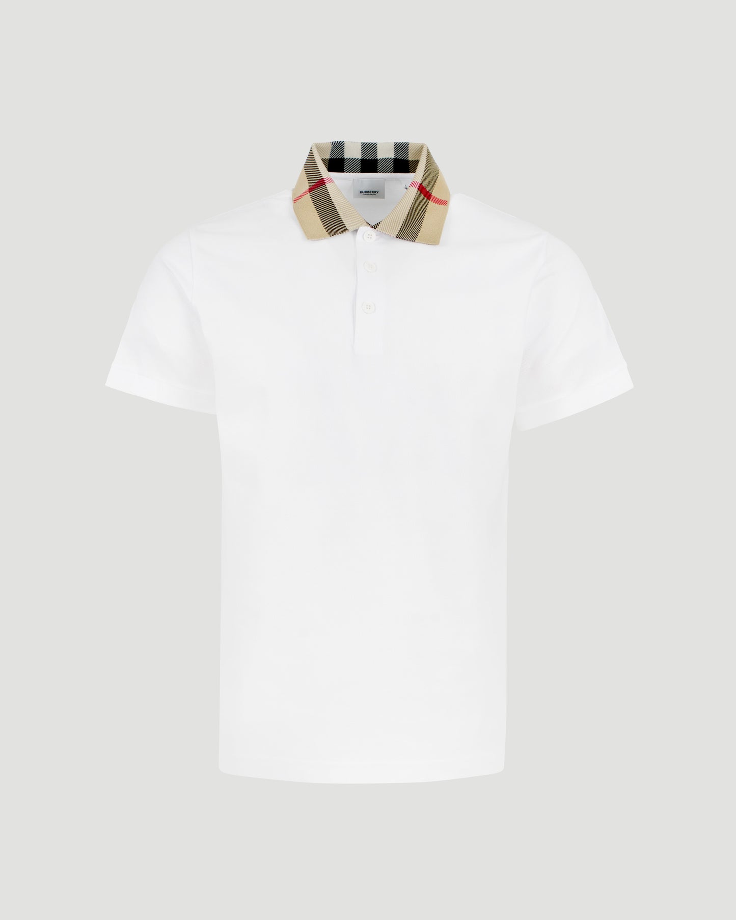 Check Collar Cotton Polo Shirt