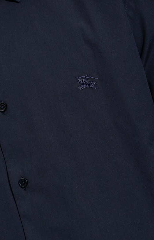 Stretch Cotton Shirt in Navy