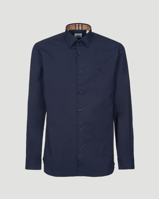 Stretch Cotton Shirt in Navy