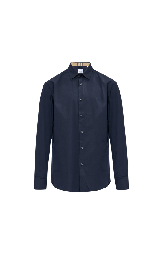 Stretch Cotton Shirt in Navy