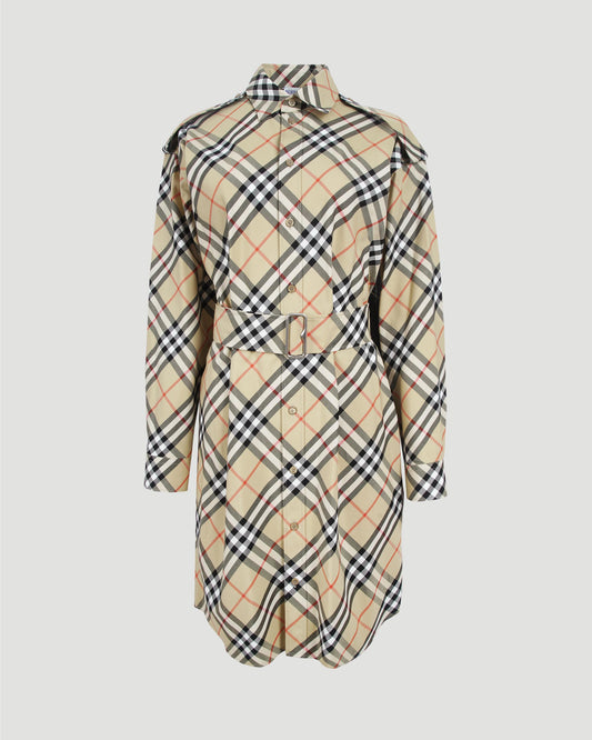 Check Cotton Shirt Dress