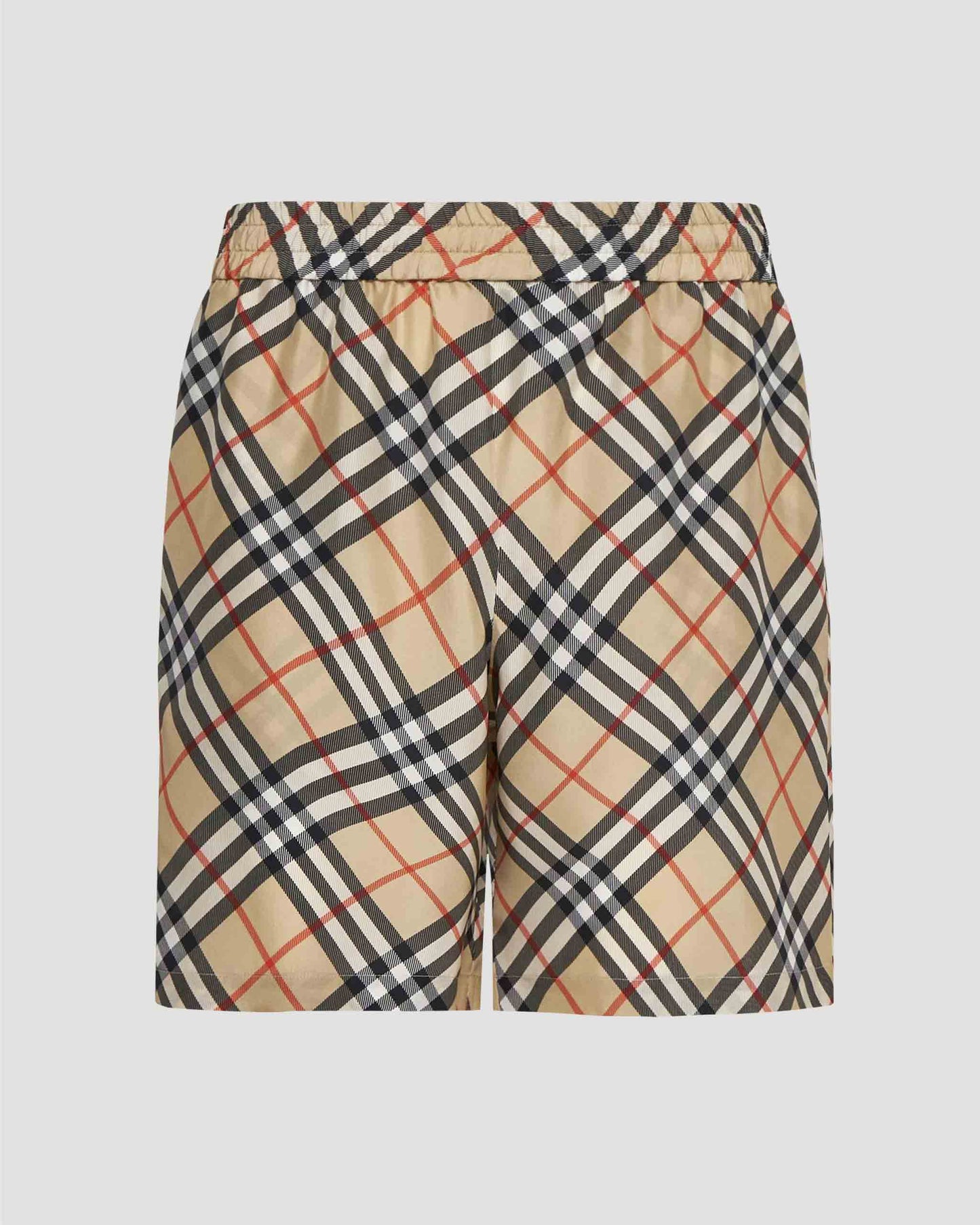 Check Silk Shorts in Sand