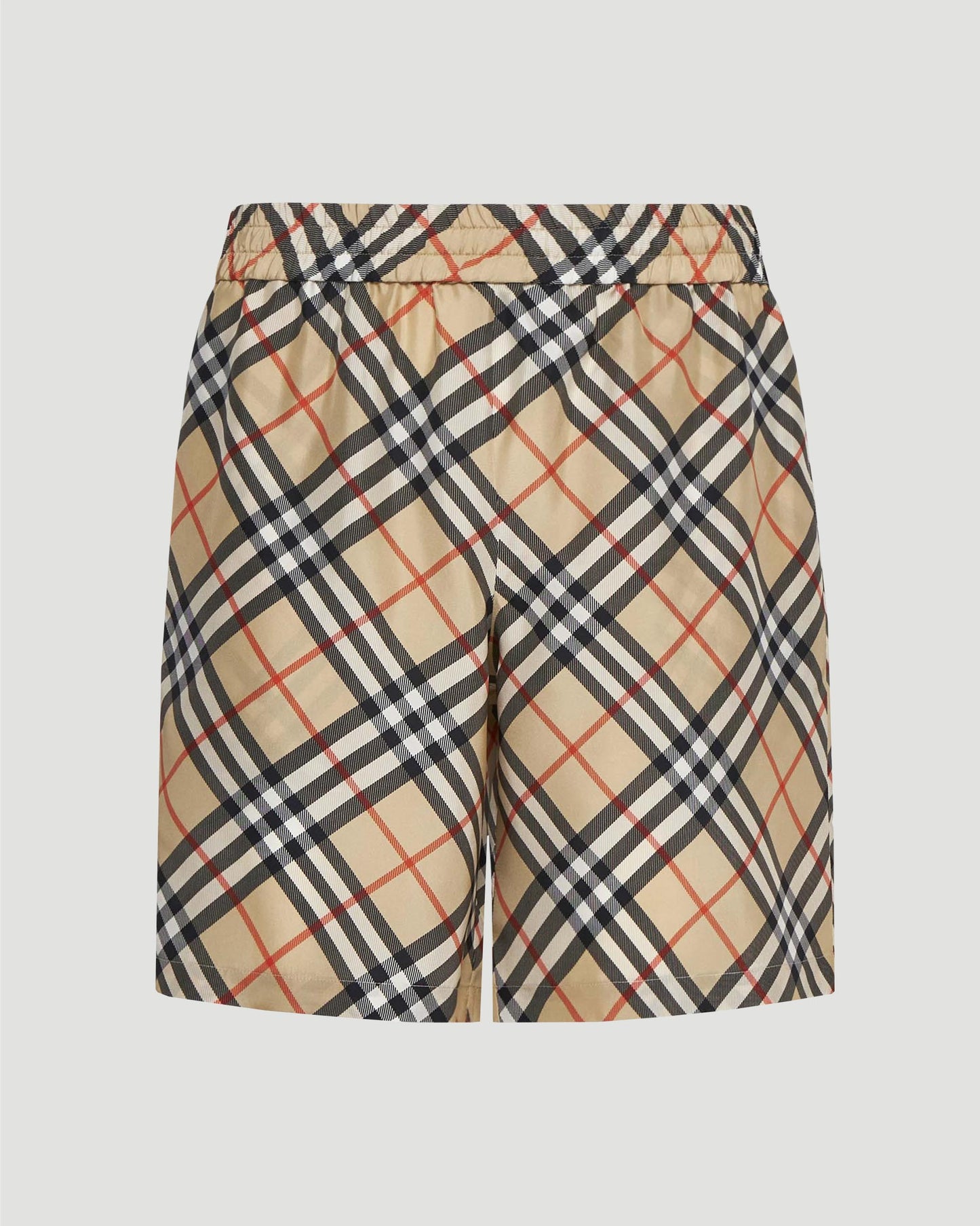 Check Silk Shorts in Sand
