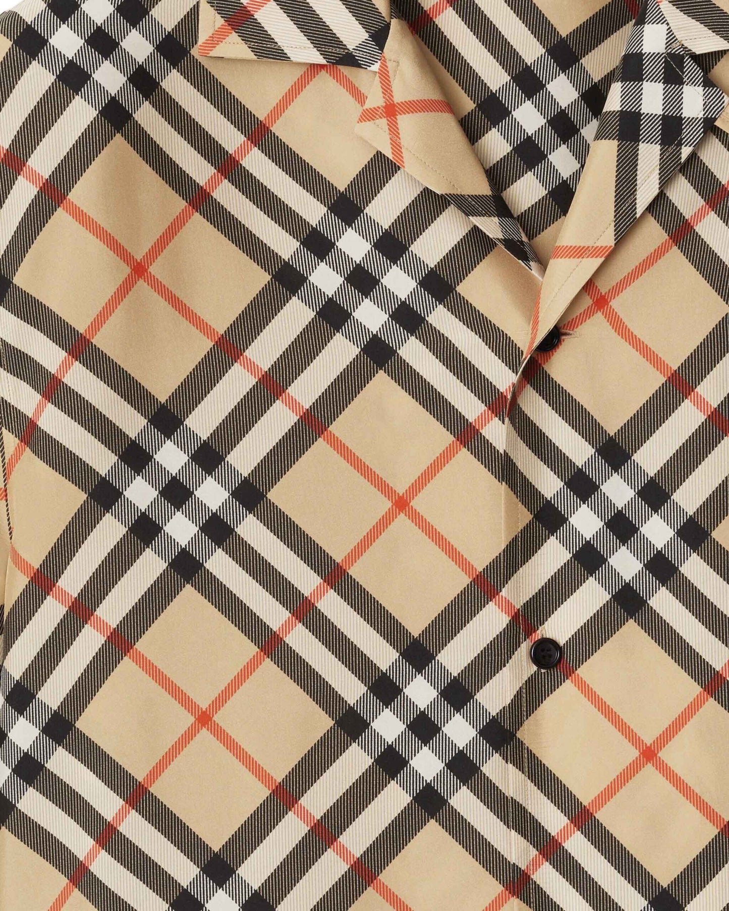 Oversized Check Silk Shirt in Sand