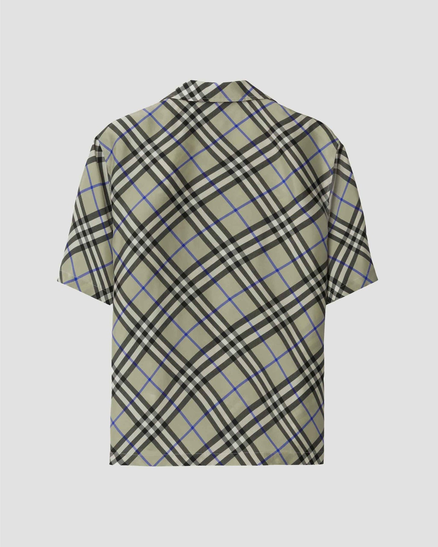 Oversized Check Silk Shirt in Lichen