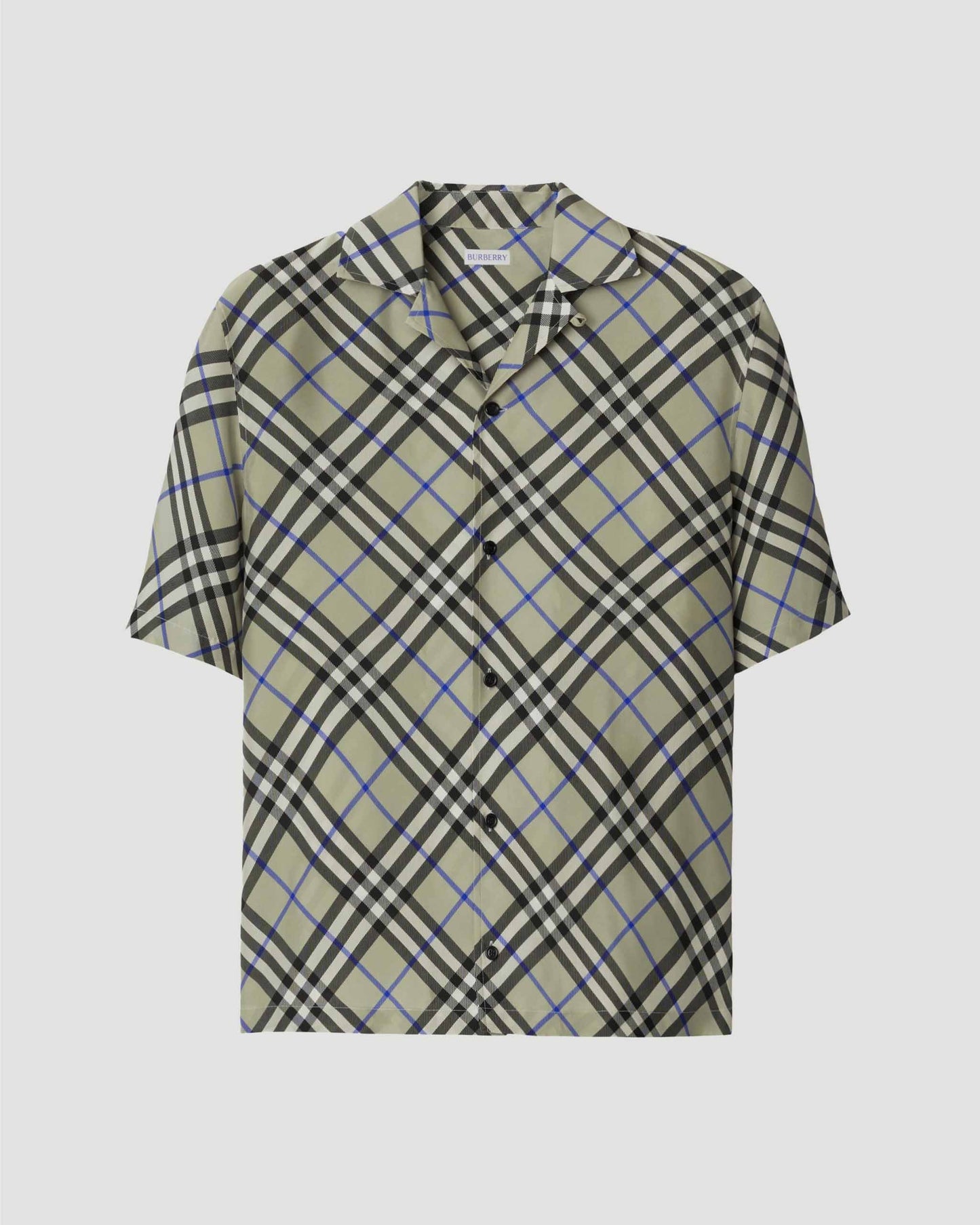 Oversized Check Silk Shirt in Lichen
