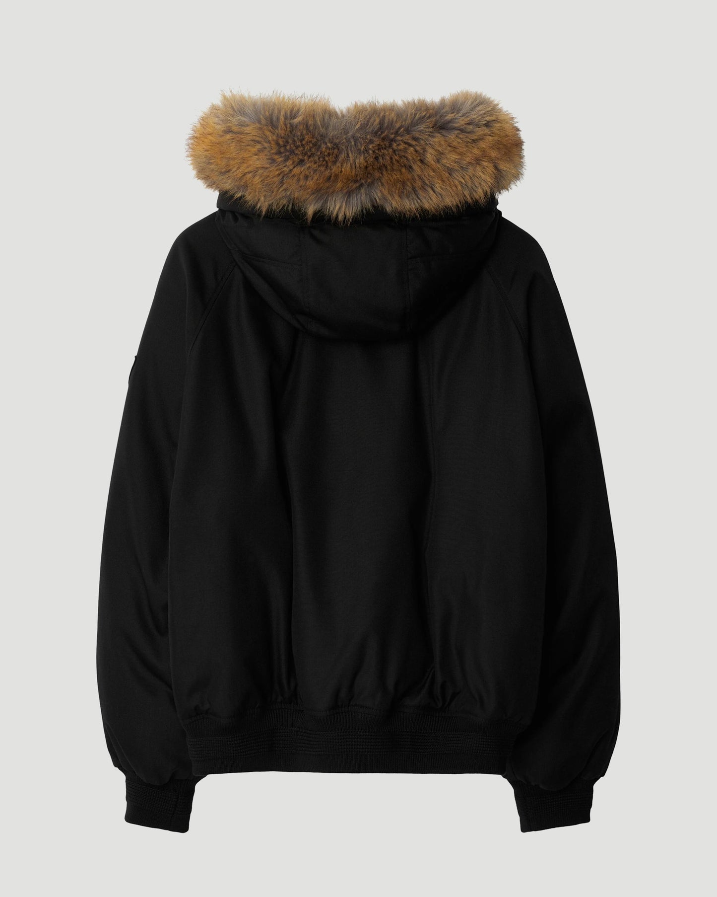 Faux Fur Trim Nylon Bomber Jacket