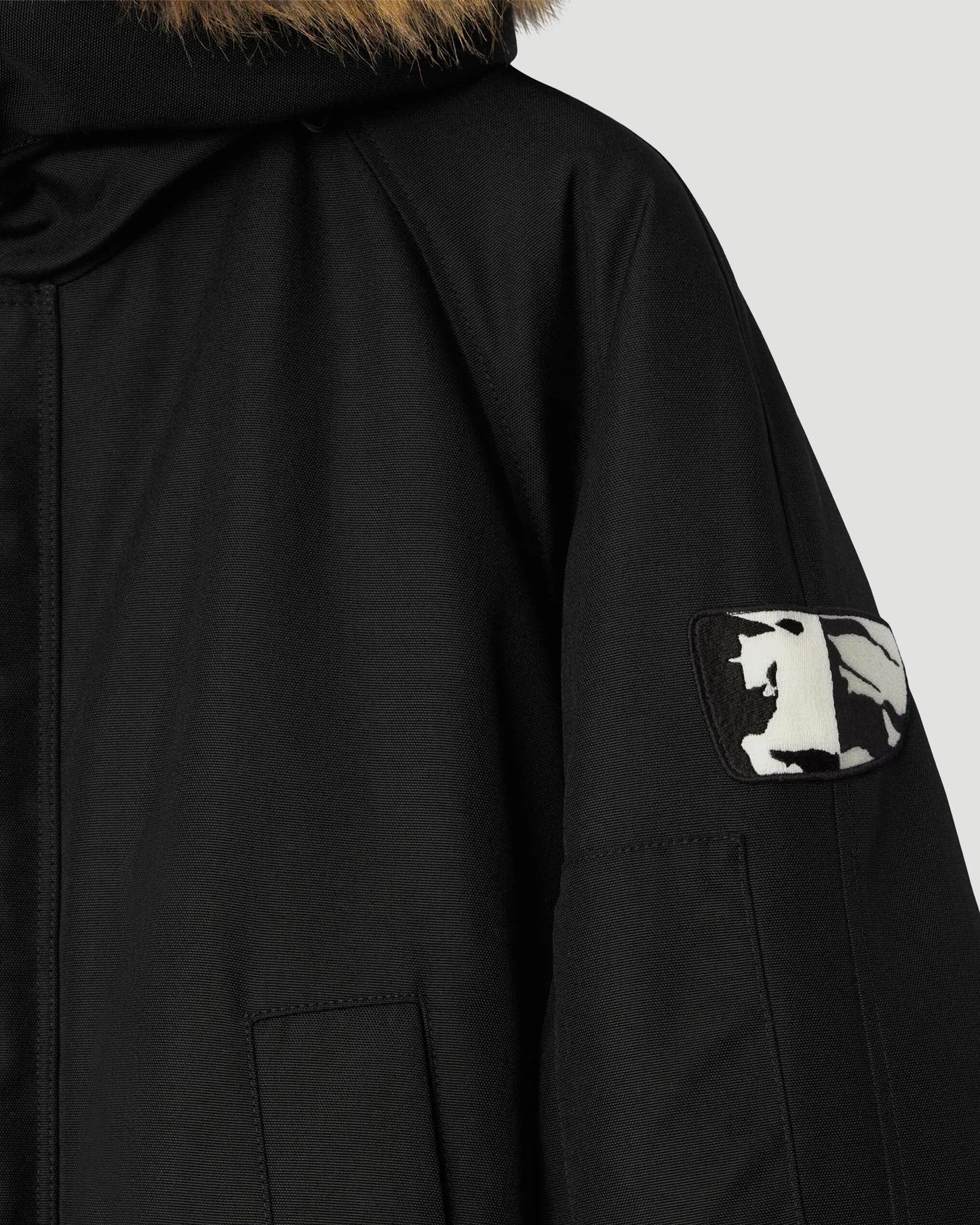 Faux Fur Trim Nylon Bomber Jacket
