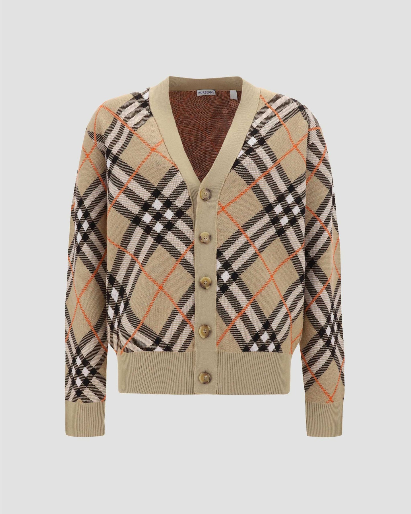 Check Wool Mohair Blend Cardigan