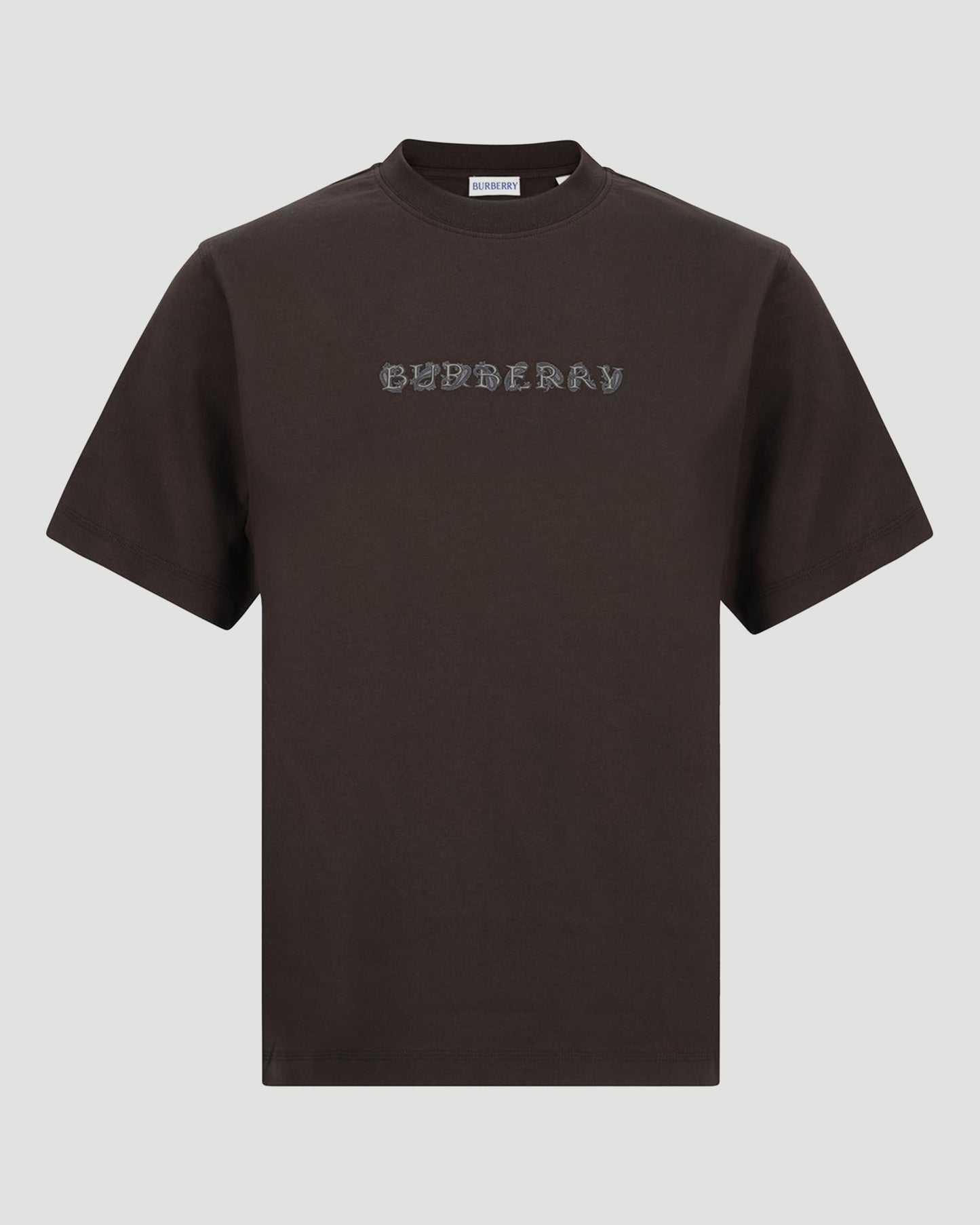 Burberry Paisley Logo Cotton T-shirt in Shadow in Brown — front view