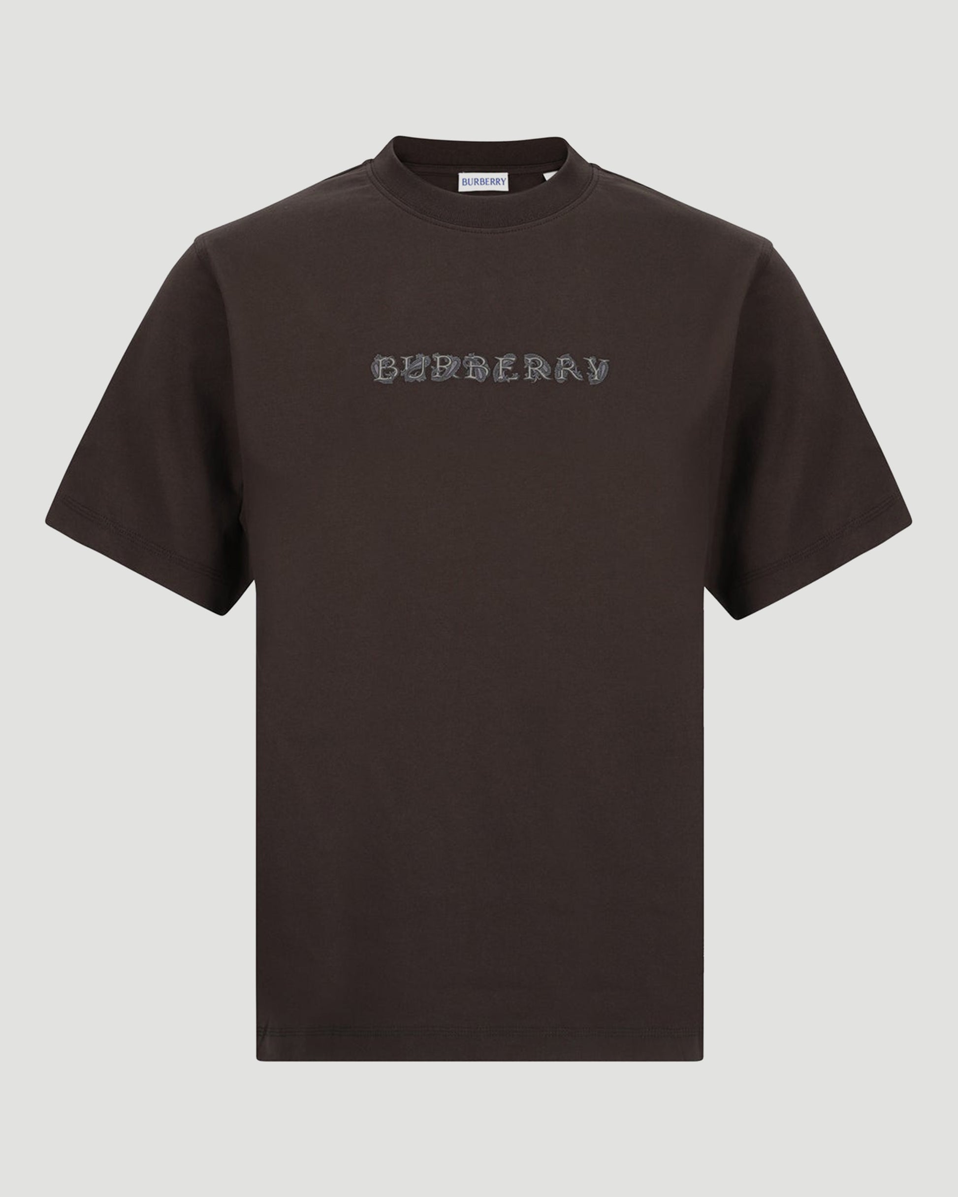 Burberry Paisley Logo Cotton T-shirt in Shadow in Brown — front view