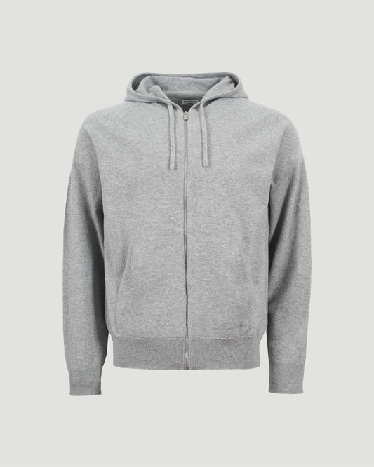 Cashmere Blend Zip Hoodie in Grey