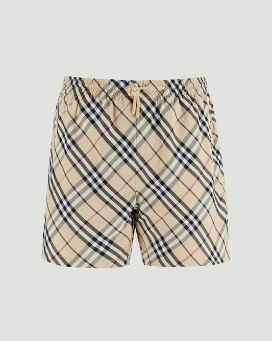 Check Swim Shorts in Alabaster