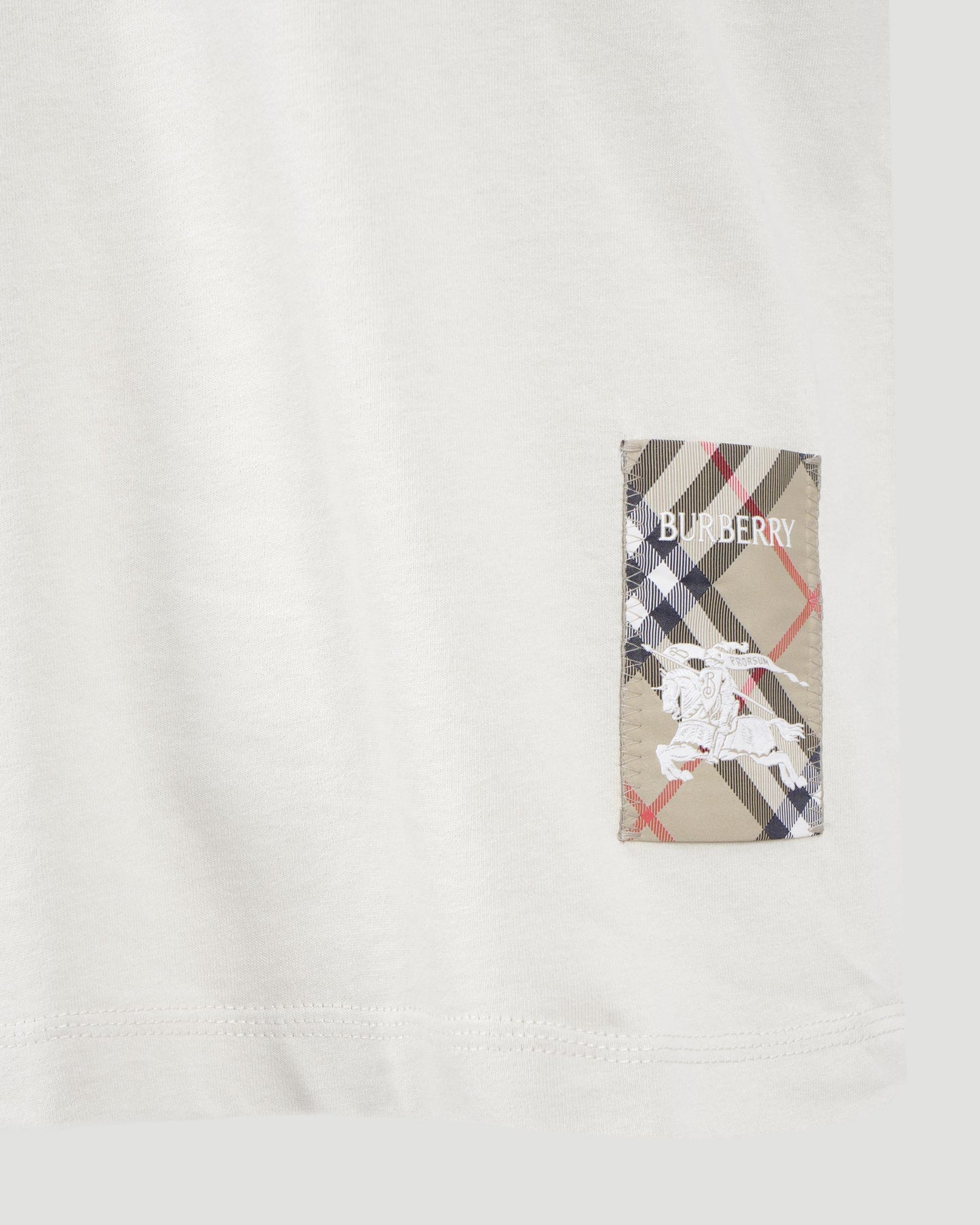 Check-Logo Patch Cotton T-Shirt in Chalk