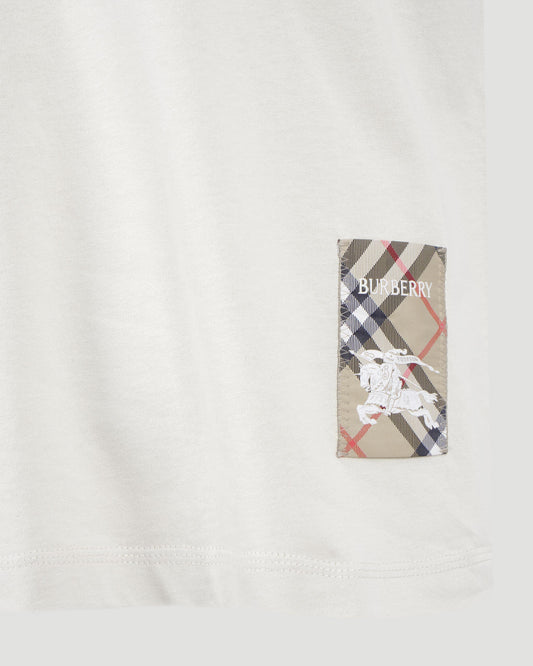 Check-Logo Patch Cotton T-Shirt in Chalk
