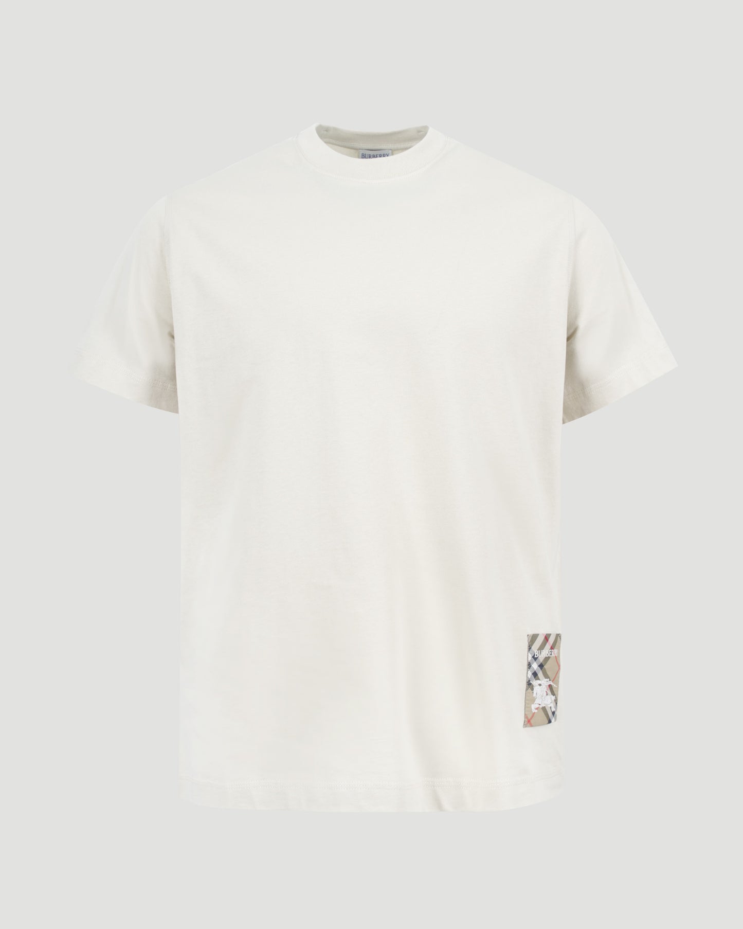 Check-Logo Patch Cotton T-Shirt in Chalk