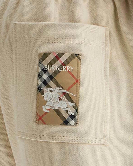 Check Label Cotton Shorts in Nutmeg
