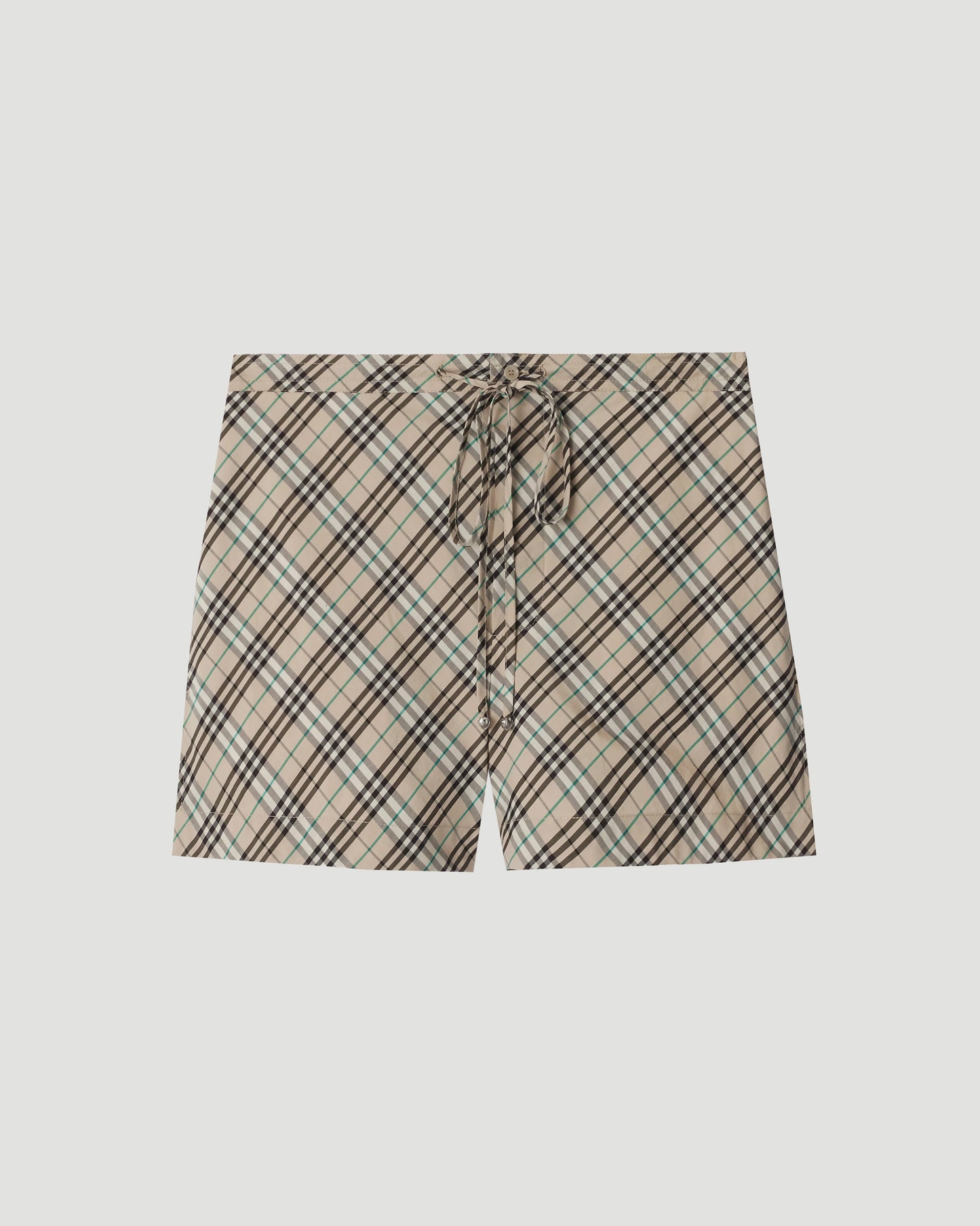 Check Cotton Pyjama Shorts in Husk