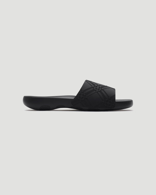 Embossed Check Dive Slides in Black