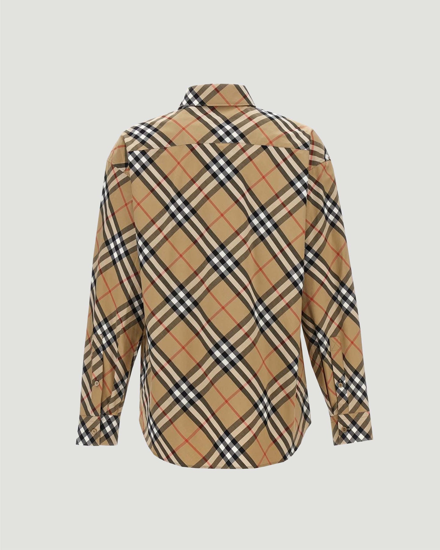 Slim Fit Check Cotton Shirt in Sand