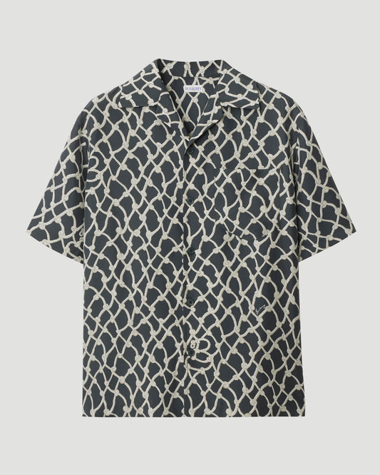 Relaxed Fit Knot Silk Shirt in Magnet