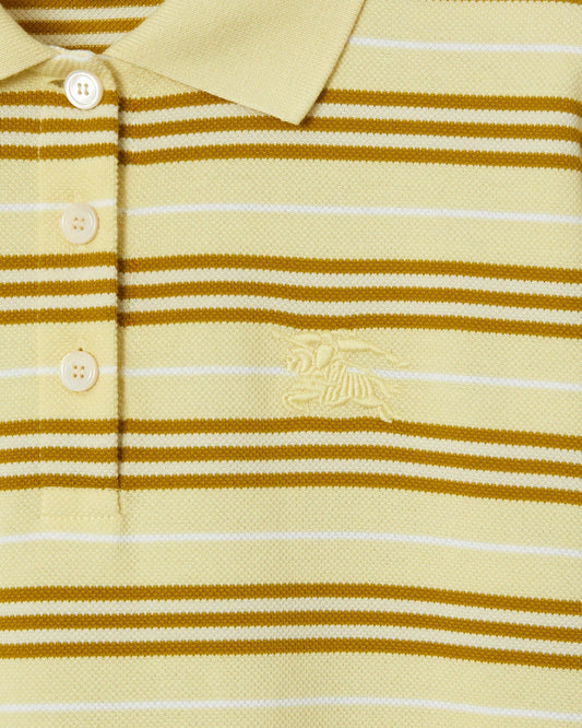 Striped Cotton Polo Shirt Dress in Alabaster