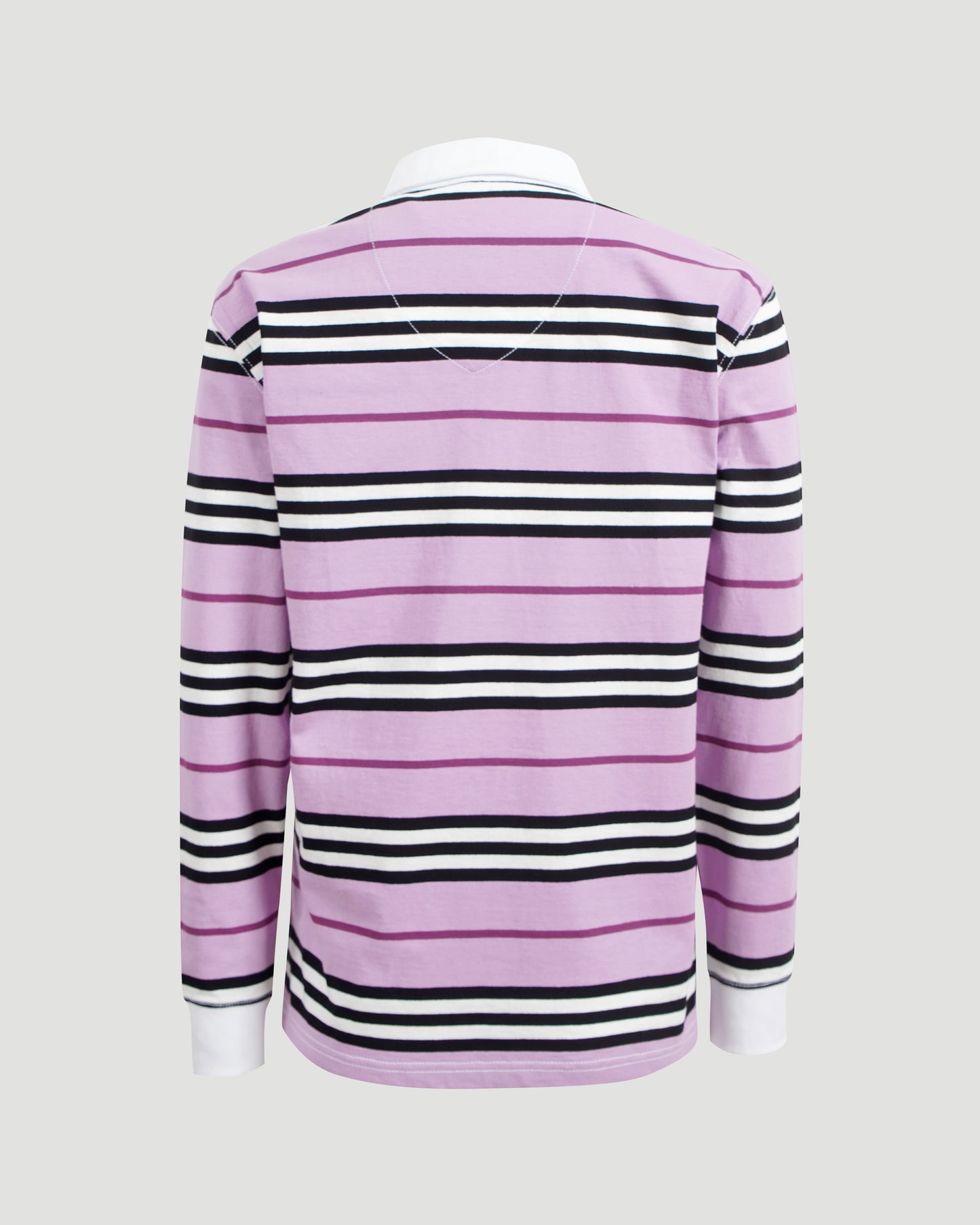 Long-Sleeve Striped Cotton Polo Shirt