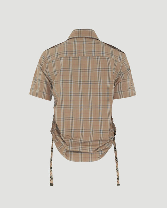 Slim Fit Check Cotton Shirt in Nut
