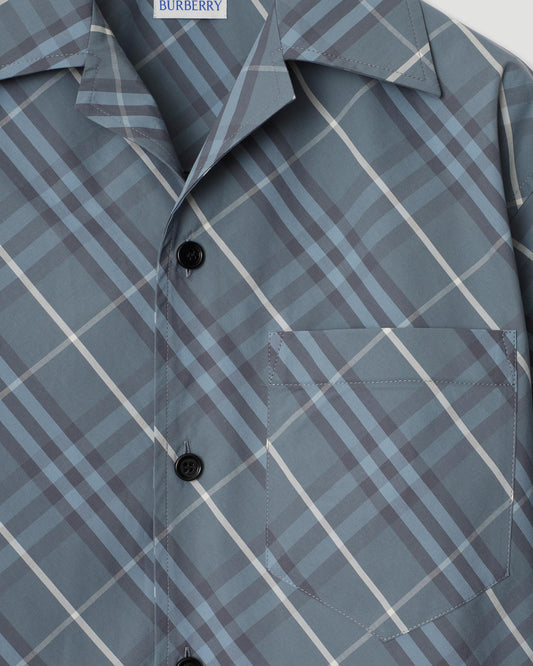 Relaxed Fit Check Cotton Shirt in Pewter
