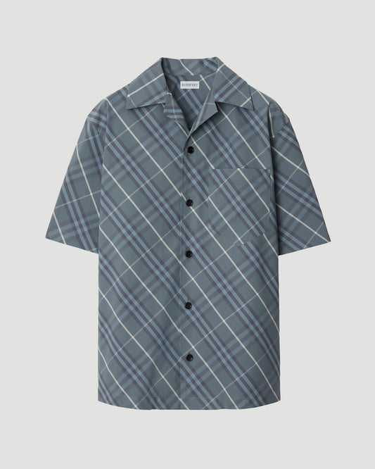 Relaxed Fit Check Cotton Shirt in Pewter
