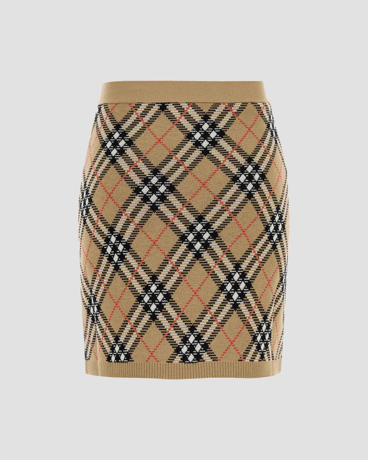 Knit Check Midi Skirt