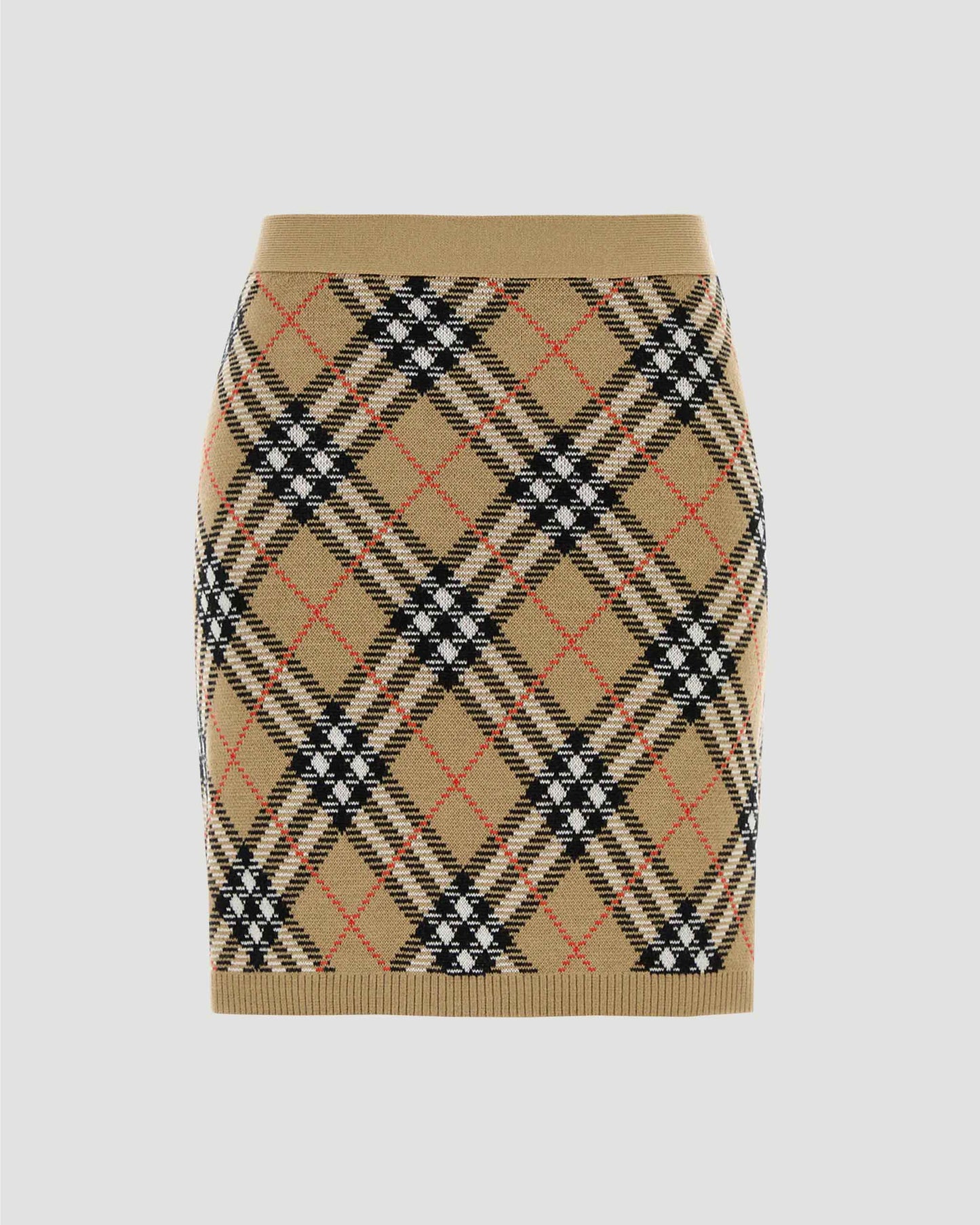 Knit Check Midi Skirt