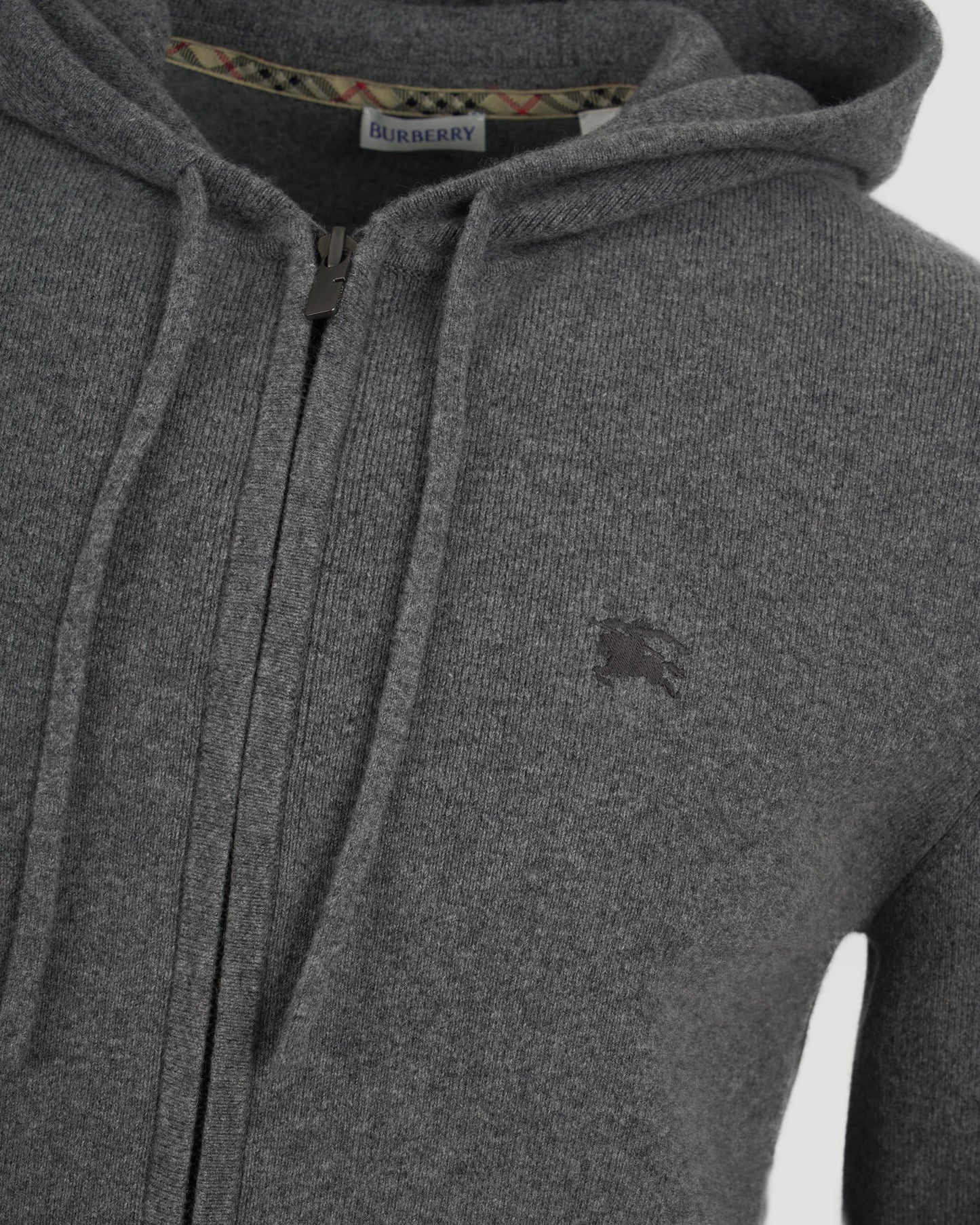 Cashmere Blend Zip Hoodie in Grey